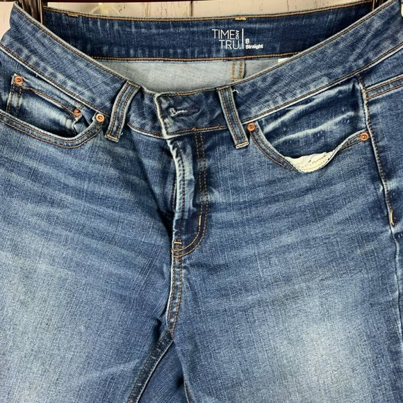 Time‎ and Tru 29.5x26 Straight Stretch Jeans Pants Women - Picture 2 of 10